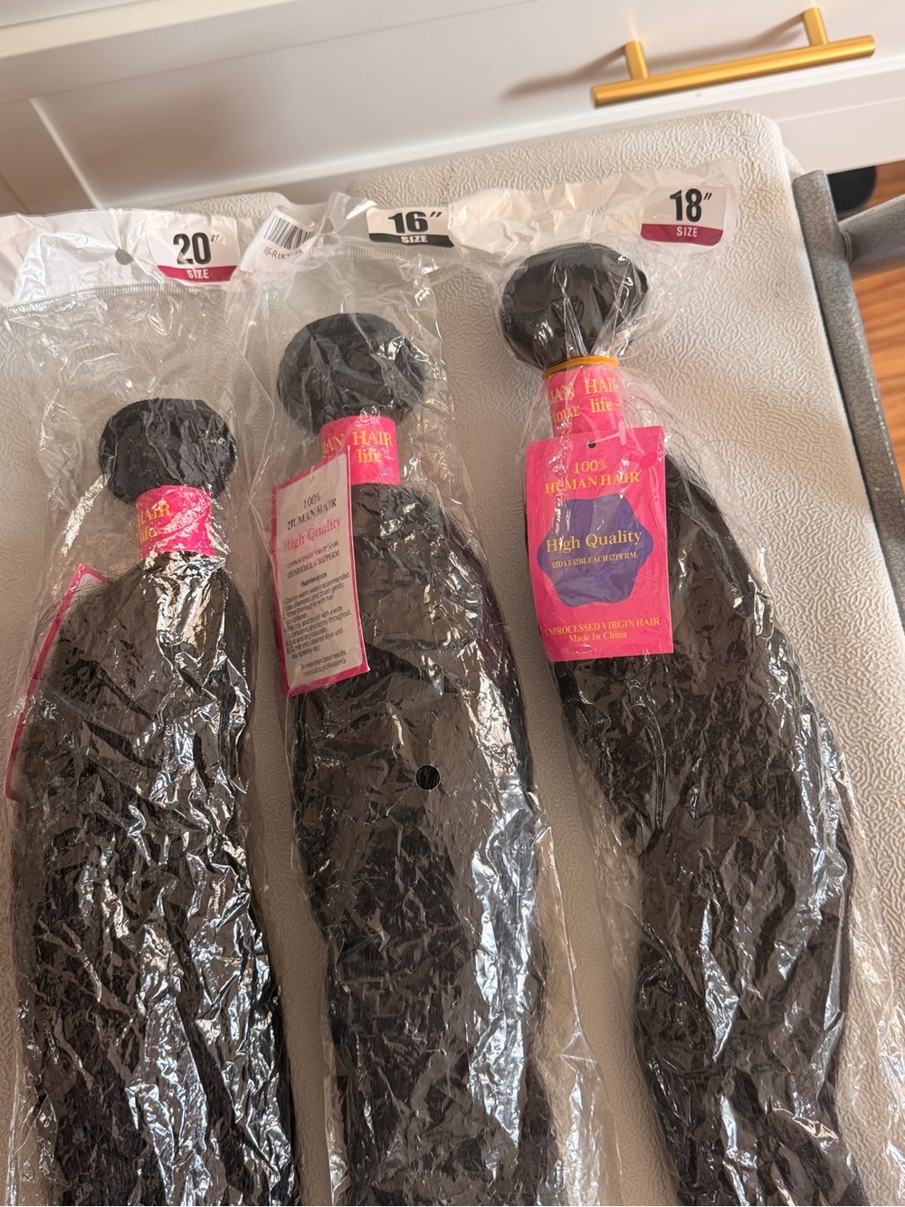 Amazon Black Natural Wave Human Hair Bundles - 16/18/20 in